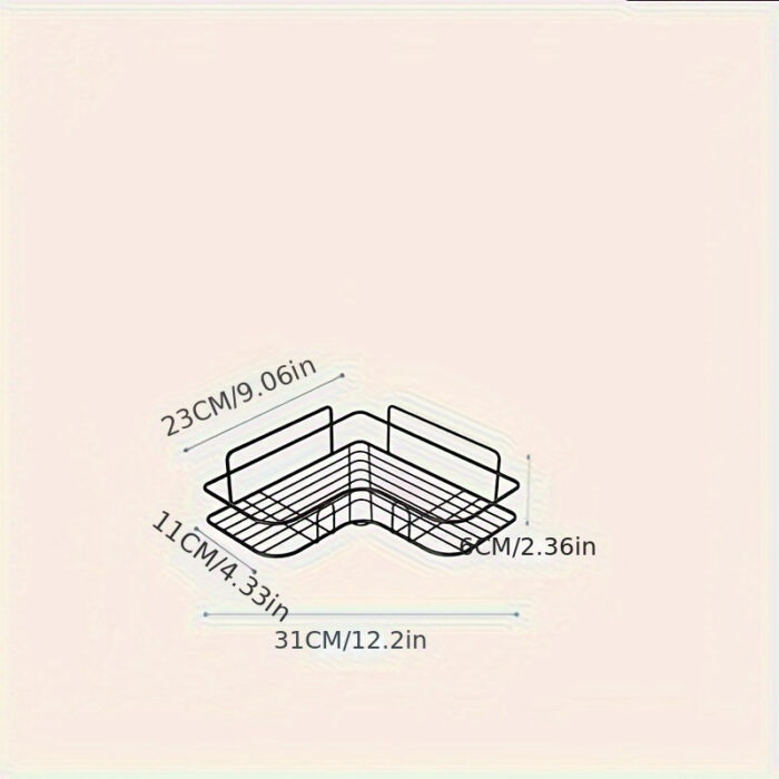 1pc Corner Shower Caddy Rack, No-Drill Wall Mounted Bathroom Shampoo Holder, Space-Saving Kitchen Storage Organizer Shelf - Image 3
